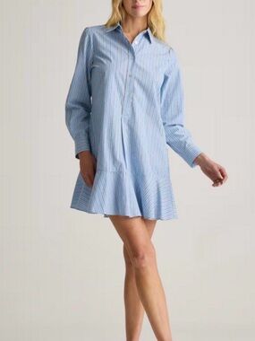 NWT Quince Drop Waist Striped Shirtdress